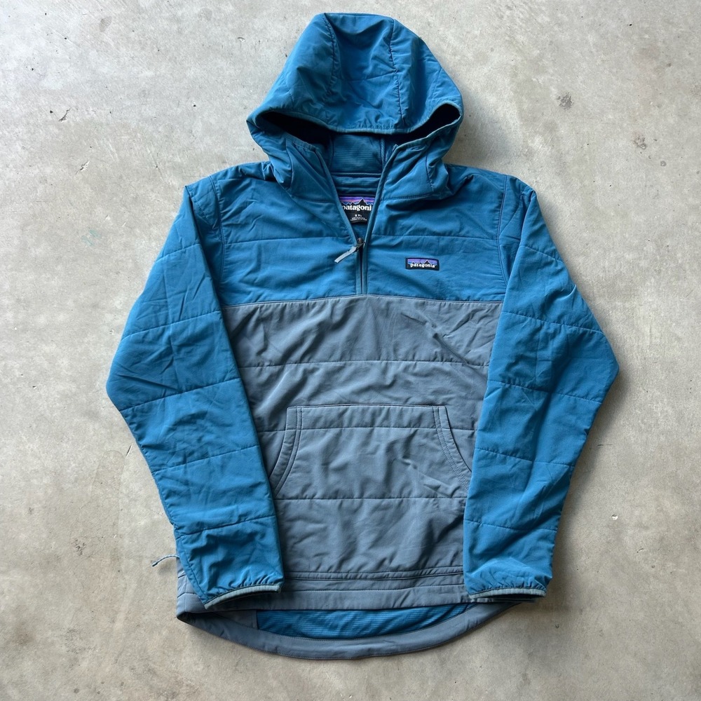 Patagonia Nano-Air Light Hybrid Hoody Mens Small Blue Grey Half Zip Jacket